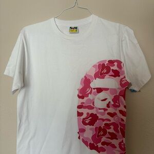 White T-Shirt with Pink Graphic